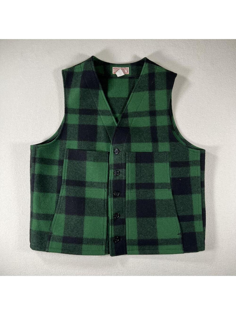 Vintage C.C Filson 10055P 48 green buffalo plaid wool vest